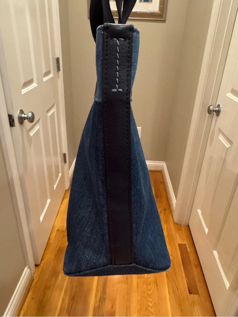Coach Denim Logo Tote Bag Blue Denim w/Leather Trim VERY NICE CONDITION - Picture 6 of 15